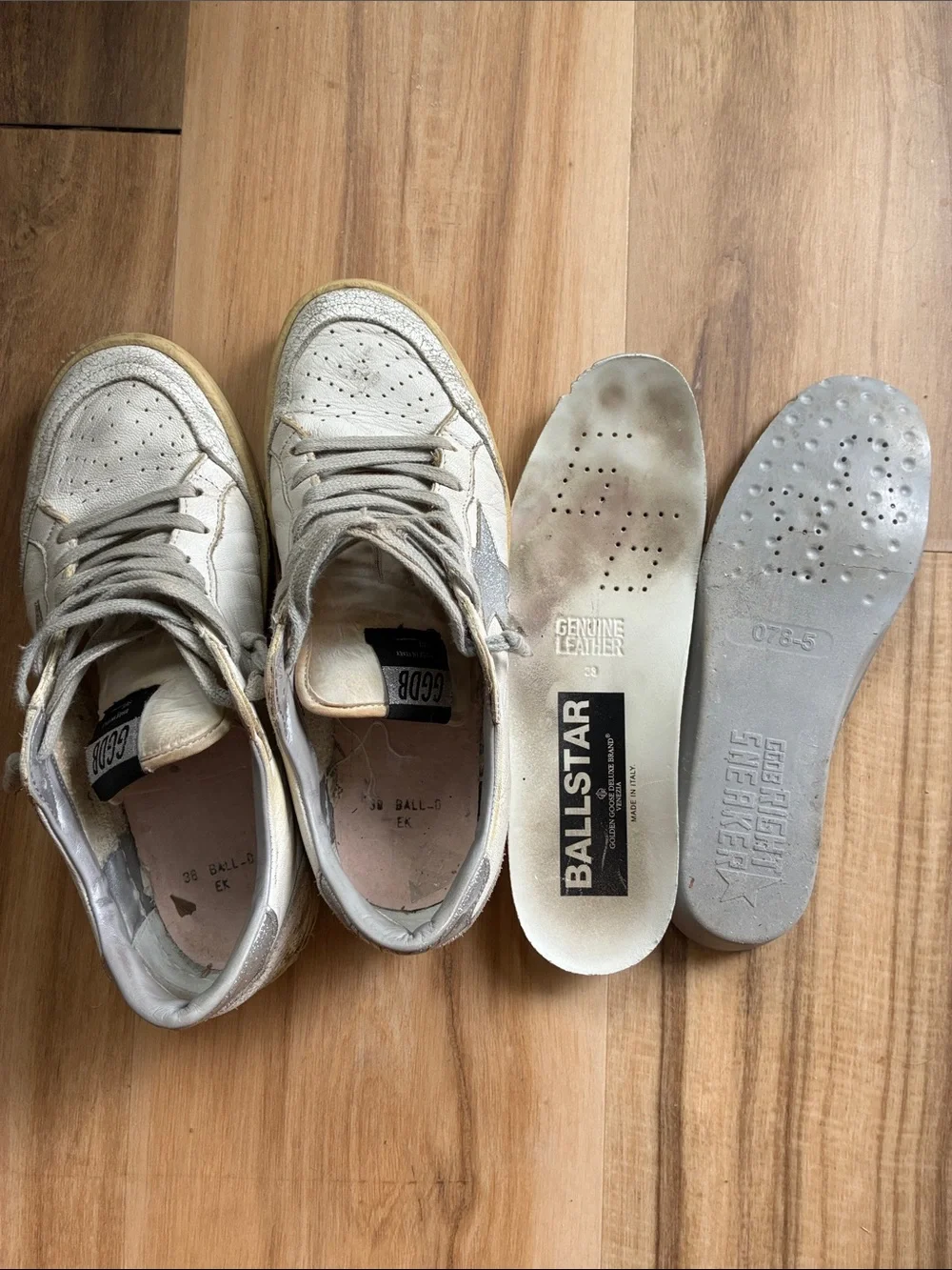 Golden Goose BALLSTAR White With Silver Glitter Star EU 38 (US 8)